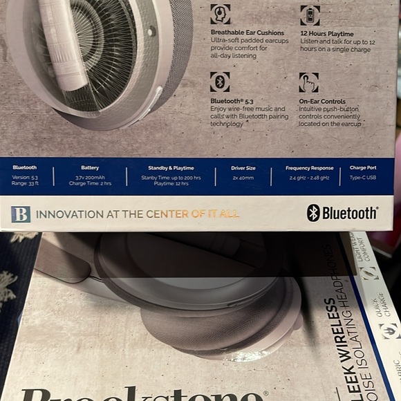 Brookstone’s new inbox, sleek wireless noise, isolating, headphones in white - Picture 9 of 15